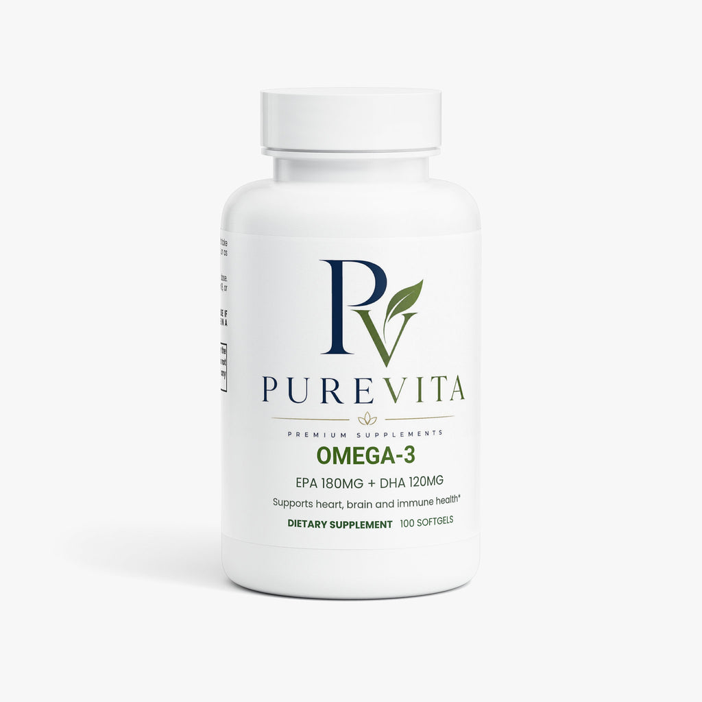 PUREVITA Omega-3 - Heart, Brain & Vision Support - EPA 180mg + DHA 120mg