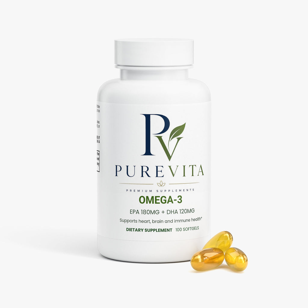 PUREVITA Omega-3 - Heart, Brain & Vision Support - EPA 180mg + DHA 120mg