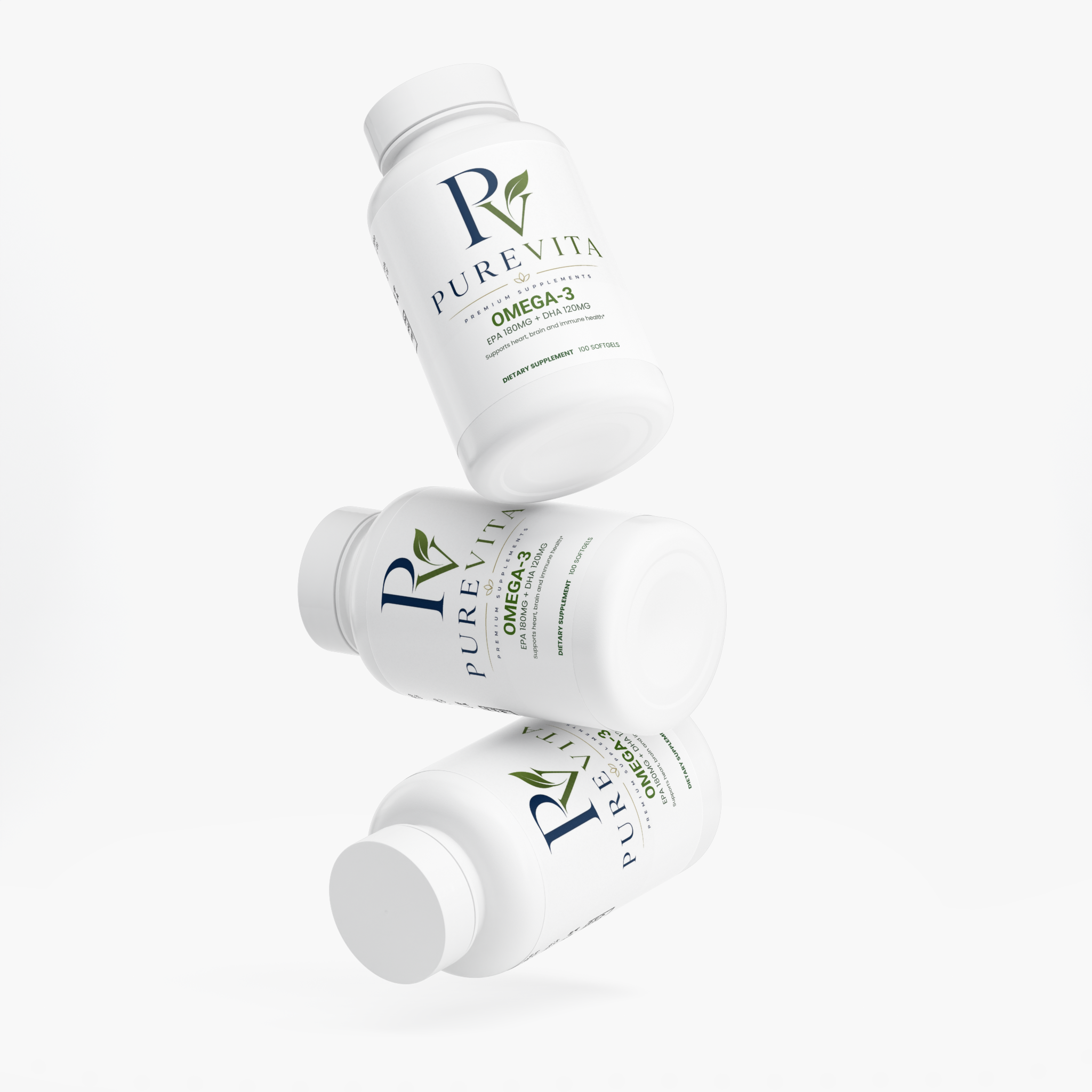 PUREVITA Omega-3 Fish Oil - EPA 180mg + DHA 120mg