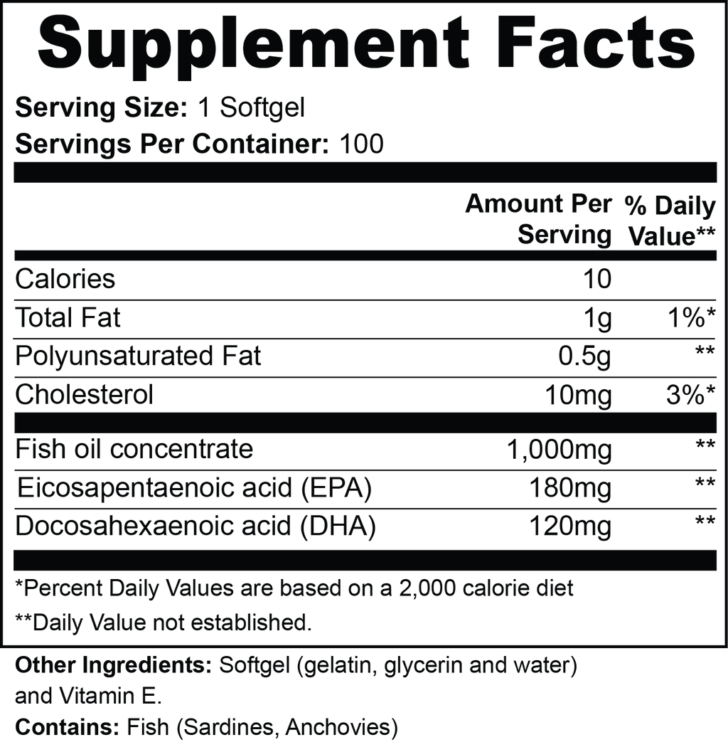 PUREVITA Omega-3 Fish Oil - EPA 180mg + DHA 120mg