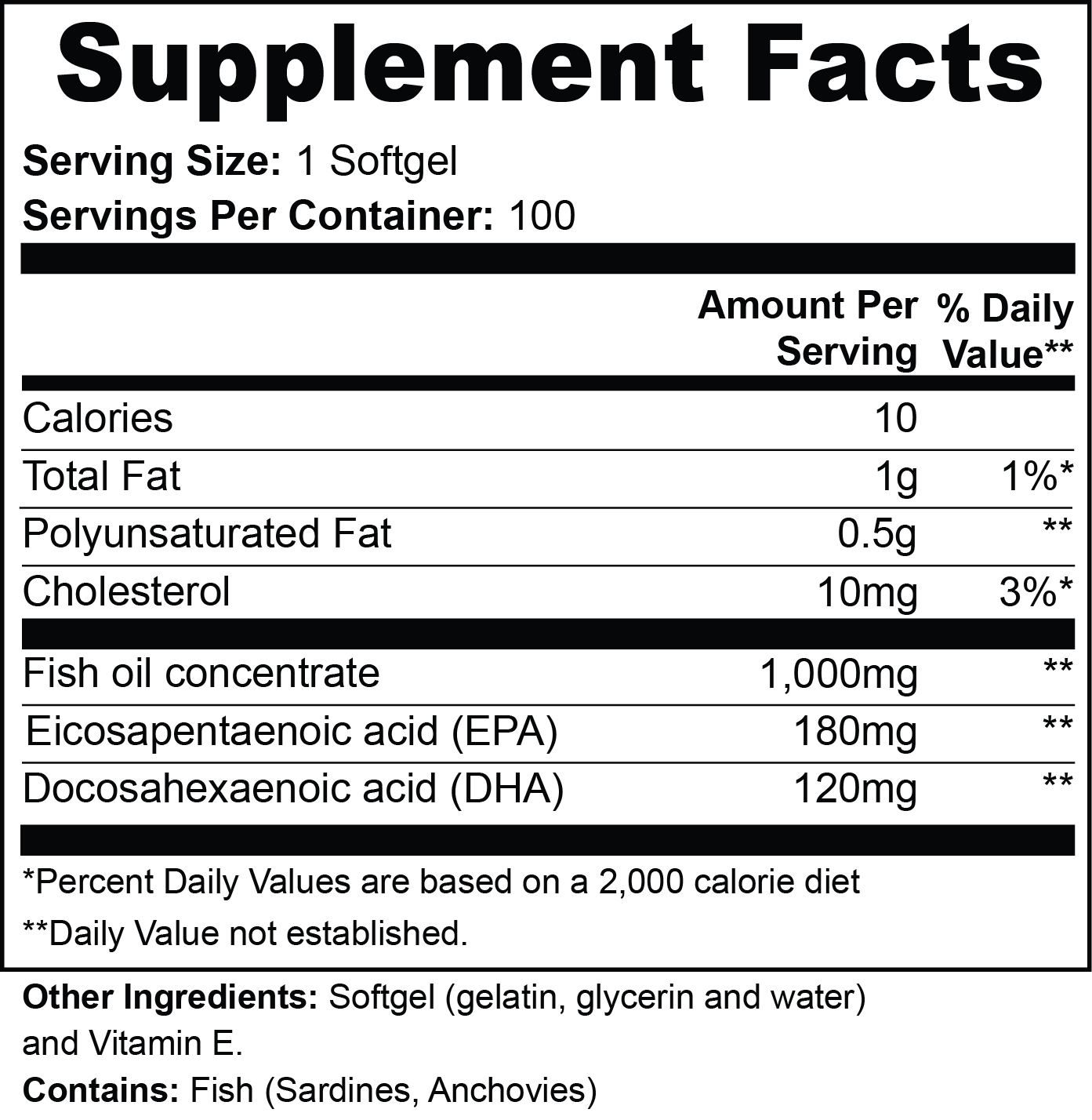 PUREVITA Omega-3 Fish Oil - EPA 180mg + DHA 120mg